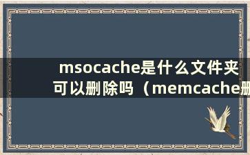 msocache是什么文件夹 可以删除吗（memcache删除键）